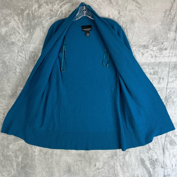 Cynthia Rowley 100% Cashmere Cardigan Sweater Small Peacock Blue Open Front Soft - Picture 10 of 15